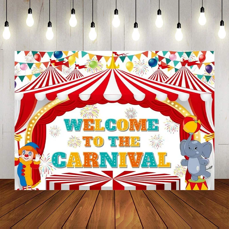 Welcome to The Carnival Backdrop Circus Theme Photography Background Party Kid Birthday Baby Shower Decoration Photo Banner