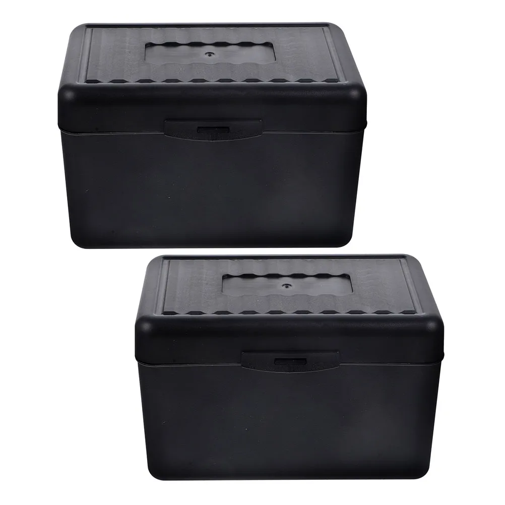 

2pcs Cards Holder Index Card Box Index Card Organizer Folding Black Plastic Storage Case for Office Desk