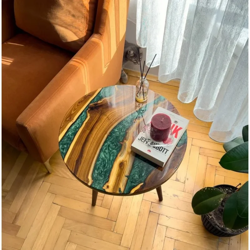 custom.High Quality Artistic Epoxy Resin Table with Solid Wood Custom Round Piece Cafe, Home, Office & More