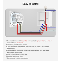 REPLA-2X Tuya Smart Wifi Dimmer Light Switch,Touch Dimming Panel Wall Switch 100-240V,Works For Alexa Google Home