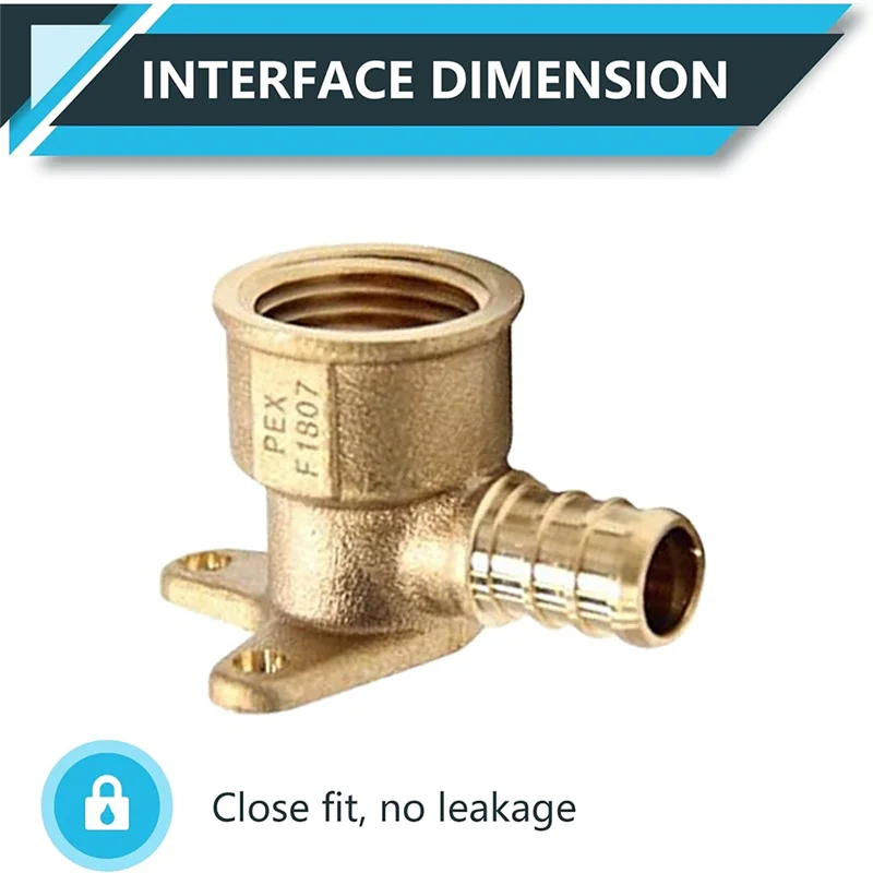 AB66-10Pcs PEX Fittings,Pex 1/2In X 1/2In Female Threaded NPT Drop Ear Elbow Adapter,Brass Crimp For PEX Tubing Pipe Plumbing