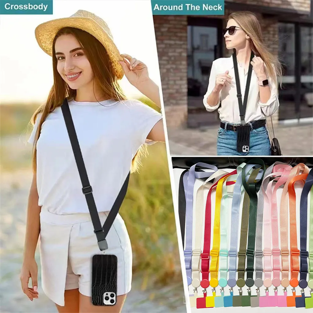 Universal Phone Lanyards Crossbody Patch Traveling Anti-lost Neck Hanging Rope Neckband Strap Accessories Yellow