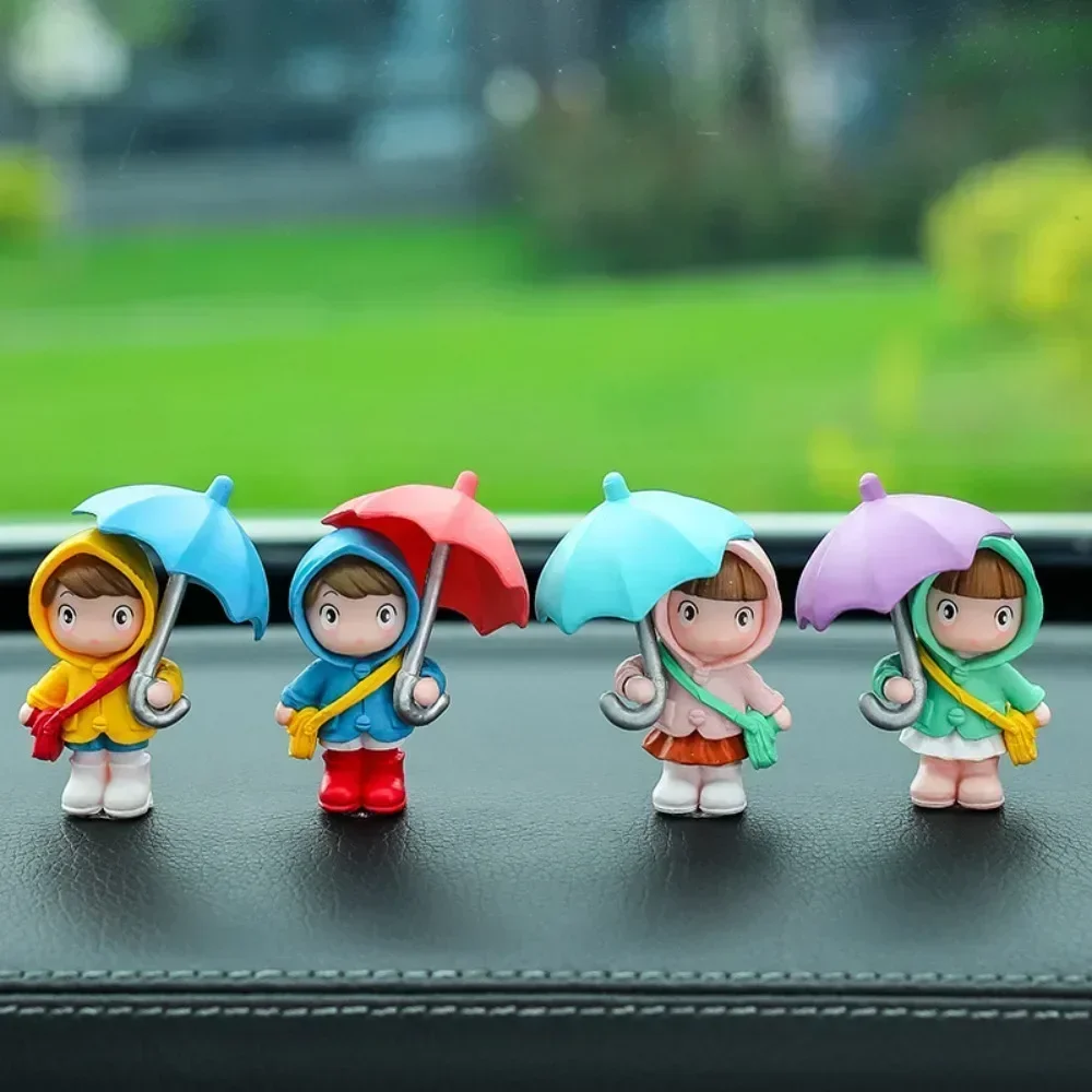 Random 1pc Cute Umbrella Couple Car Interior Decoration Action Figures Auto Rearview Mirror Dashboard Ornaments Mini Accessories