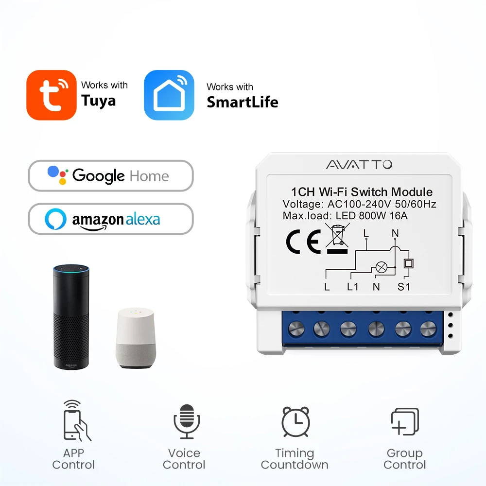 AVATTO WiFi Smart Light Switch Modul, 1/2/3/4-fach DIY-Schalter, Neutralleitersteuerung, kompatibel mit Tuya, Alexa, Google Home – Detail 2