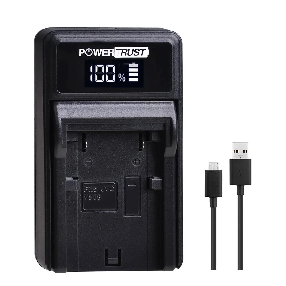 BN-VF808U BN-VF808 Battery and LED USB Charger for JVC VF815 BN-VF815U VF823 BN-VF823U GZ-MG230 GZ-MG255 GZ-MG275 GZ-MG330