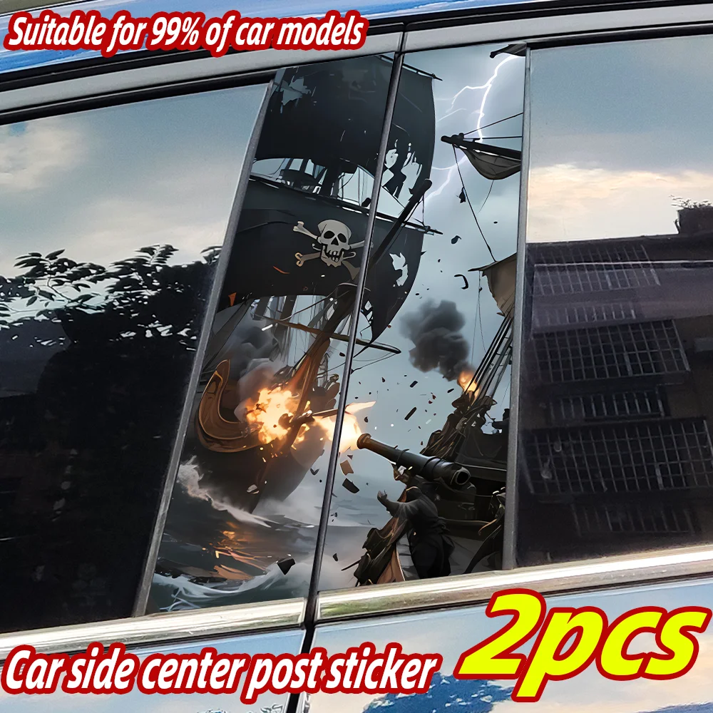 

Pirate Ship Caribbean Car Sticker Car B-pillar Vinyl Decal Waterproof Auto Center Pillar Sticker Cover Scratches Decor Accessory