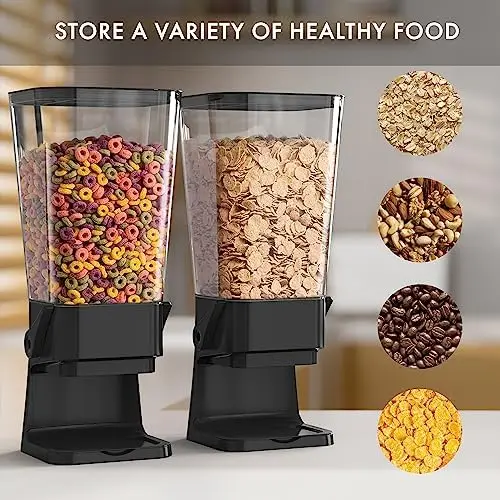 - Cereal & Dry Food Dispenser 2 Pack with Sponge \u2013 Elevate Freshness & Style! Perfect for Cereal, Pasta, Rice, Oatm