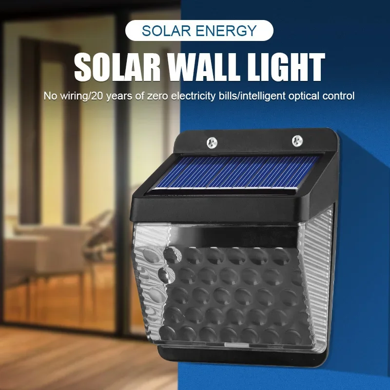 Luz Solar LED com Sensor de Movimento PIR, Luminária de Parede Externa, Lâmpada Solar à Prova d'Água, Luz Solar para Jardim