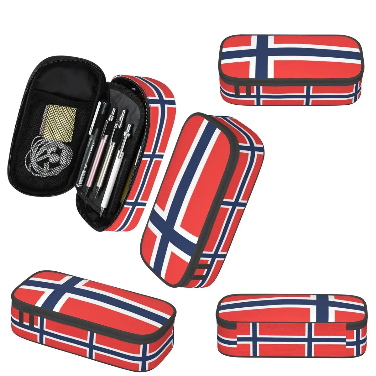 Bandeira da Noruega (4) Estojo de lápis para meninos e meninas, caixa de caneta escolar, bolsa de lápis, material de papelaria, porta-canetas