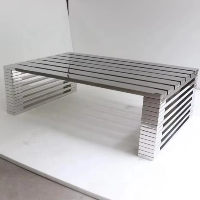 Shiny stainless steel structural coffee table