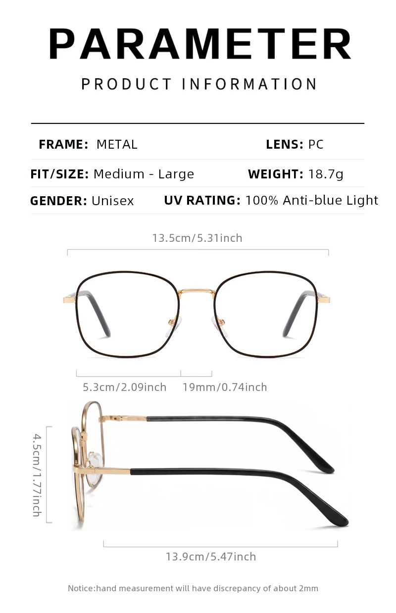 Übergroße quadratische Anti-Blaulicht-Brille für Männer und Frauen, ultraleichte, große photochrome Brille, modische dekorative Brille – Detail 13