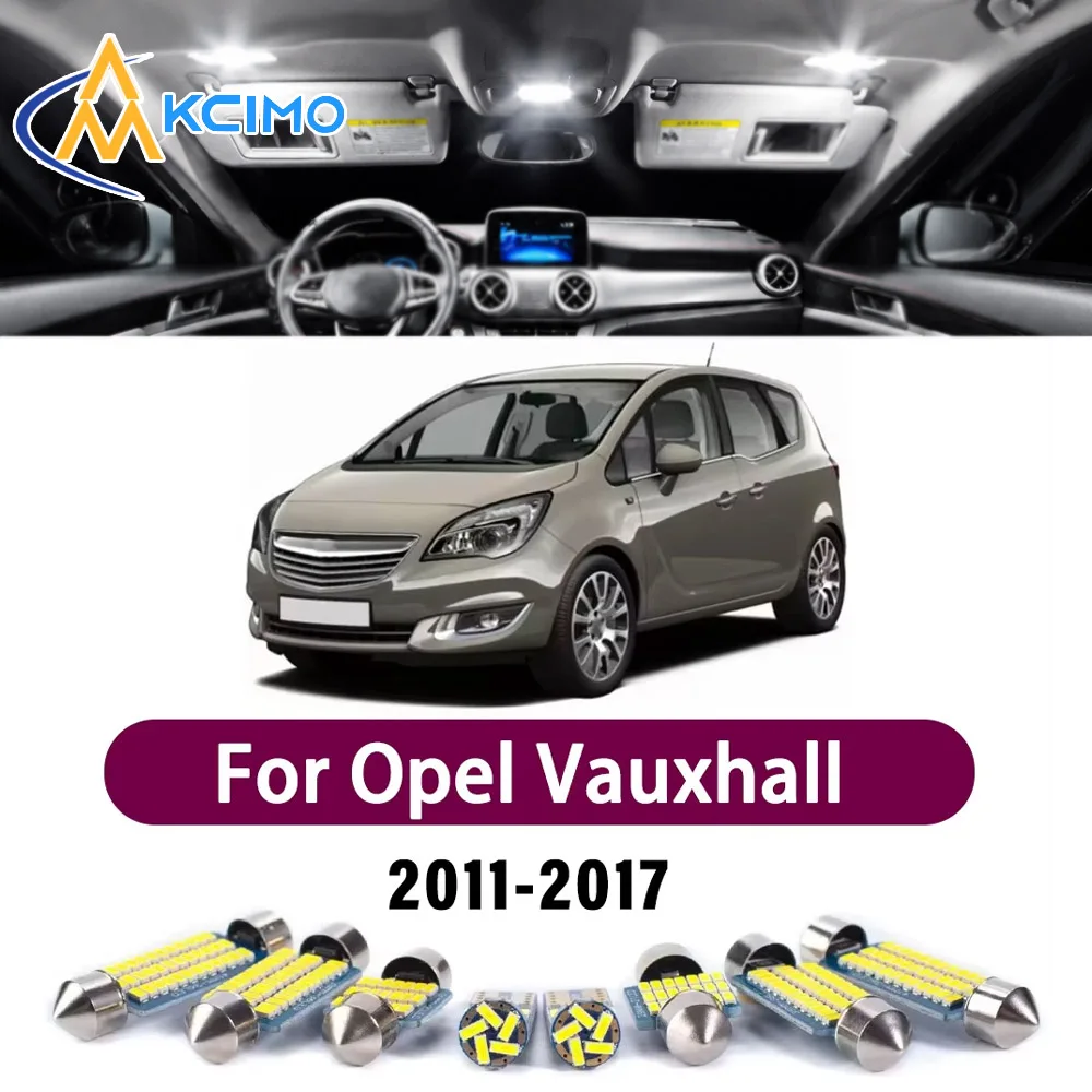 Superhelles LED-Innenbeleuchtungsset für Opel Vauxhall Meriva B 2011-2017 Fehlerfreie Canbus-Kofferraum-, Lese- und Spiegelleuchten