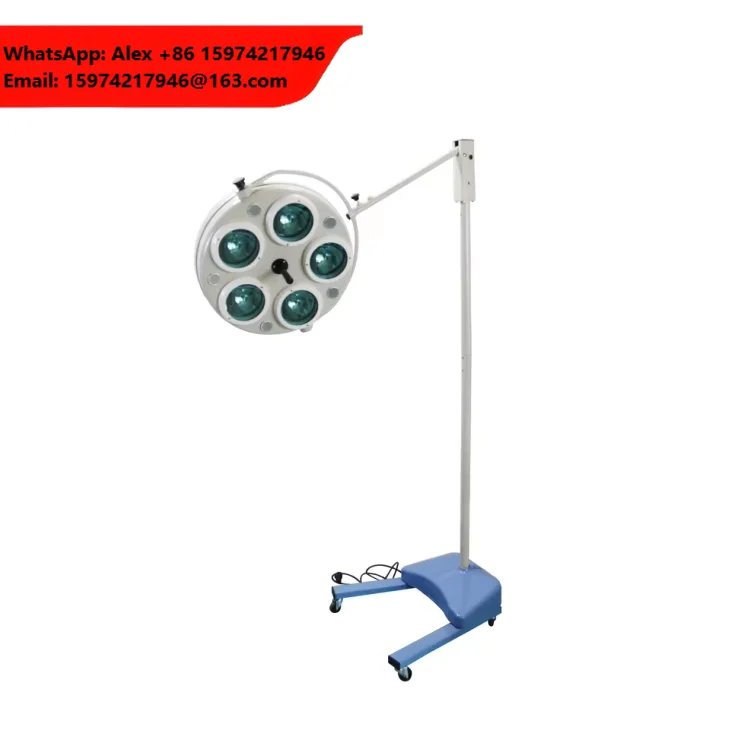 MKR Medical Operation Lamp Hole Type 5 Petals Surgical Mobile Light Floor Stand Shadowless Halogen Operating Lamp