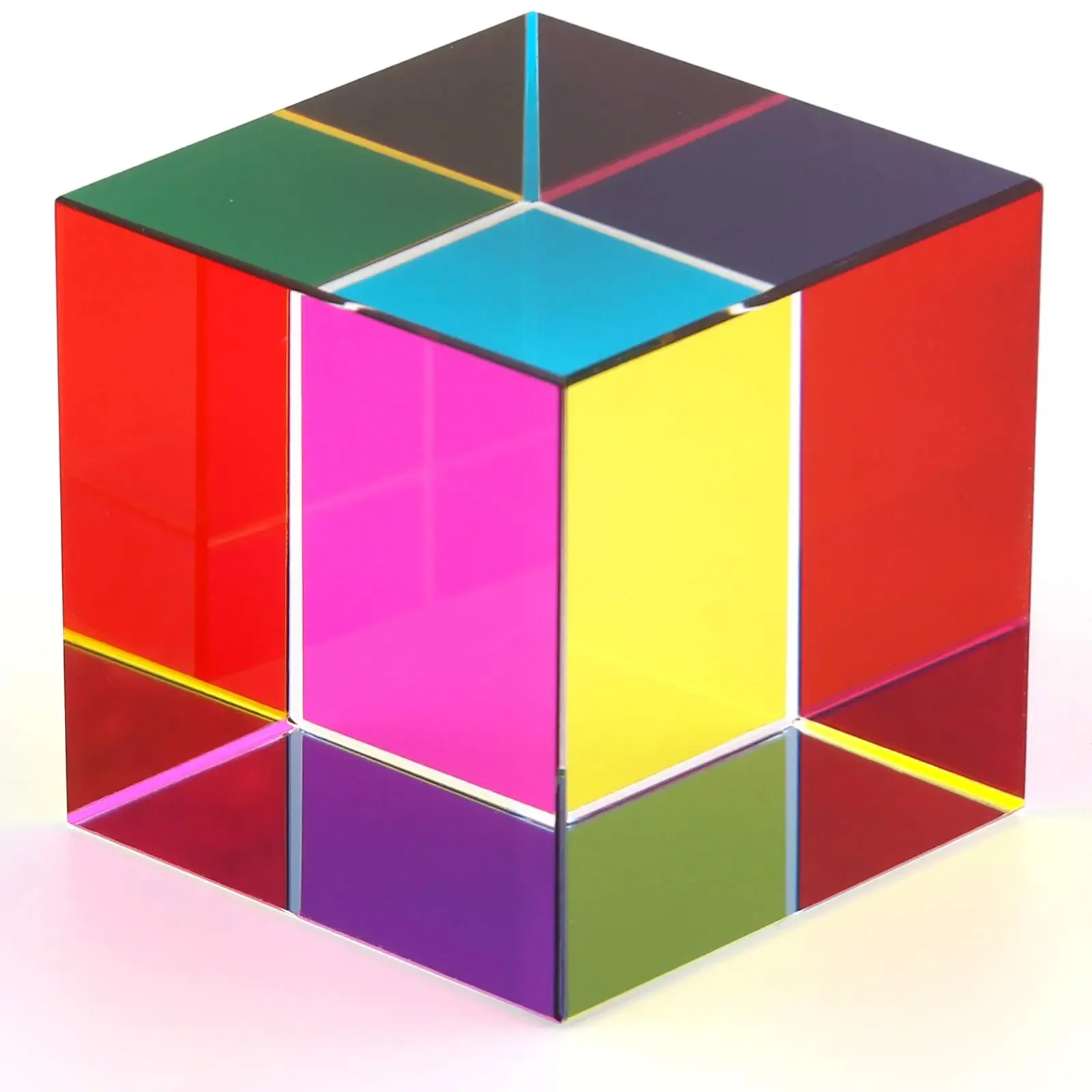 Cube Prism  Three Primary Colors Popular Science Optical Color Experiment Toys Home Color Decoration