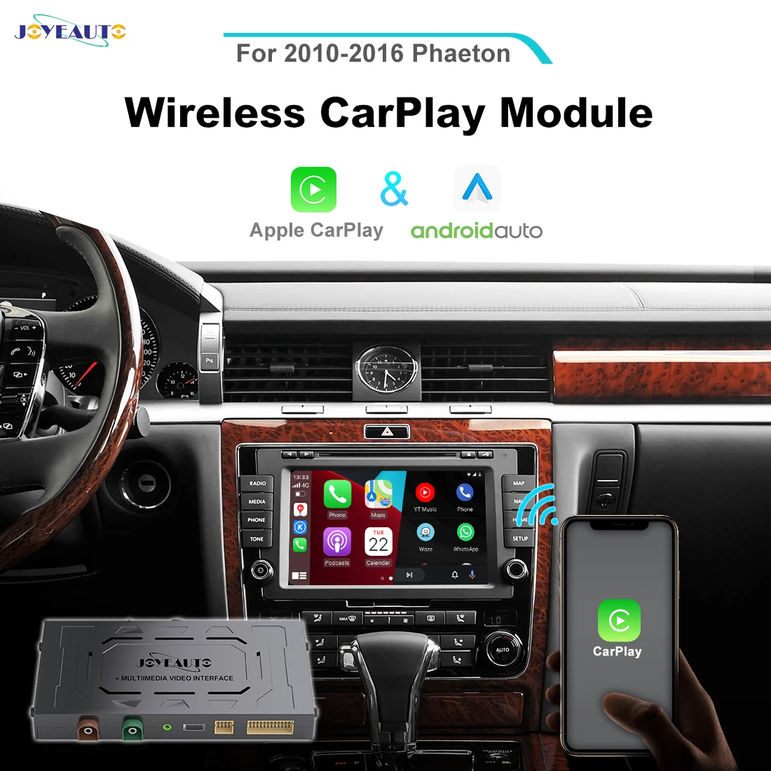 

JoyeAuto Wireless Apple CarPlay for Volkswagen Phaeton 2010-2016 BT Android Auto Mirroring Vw Car Play Retrofit Netflix AirPlay