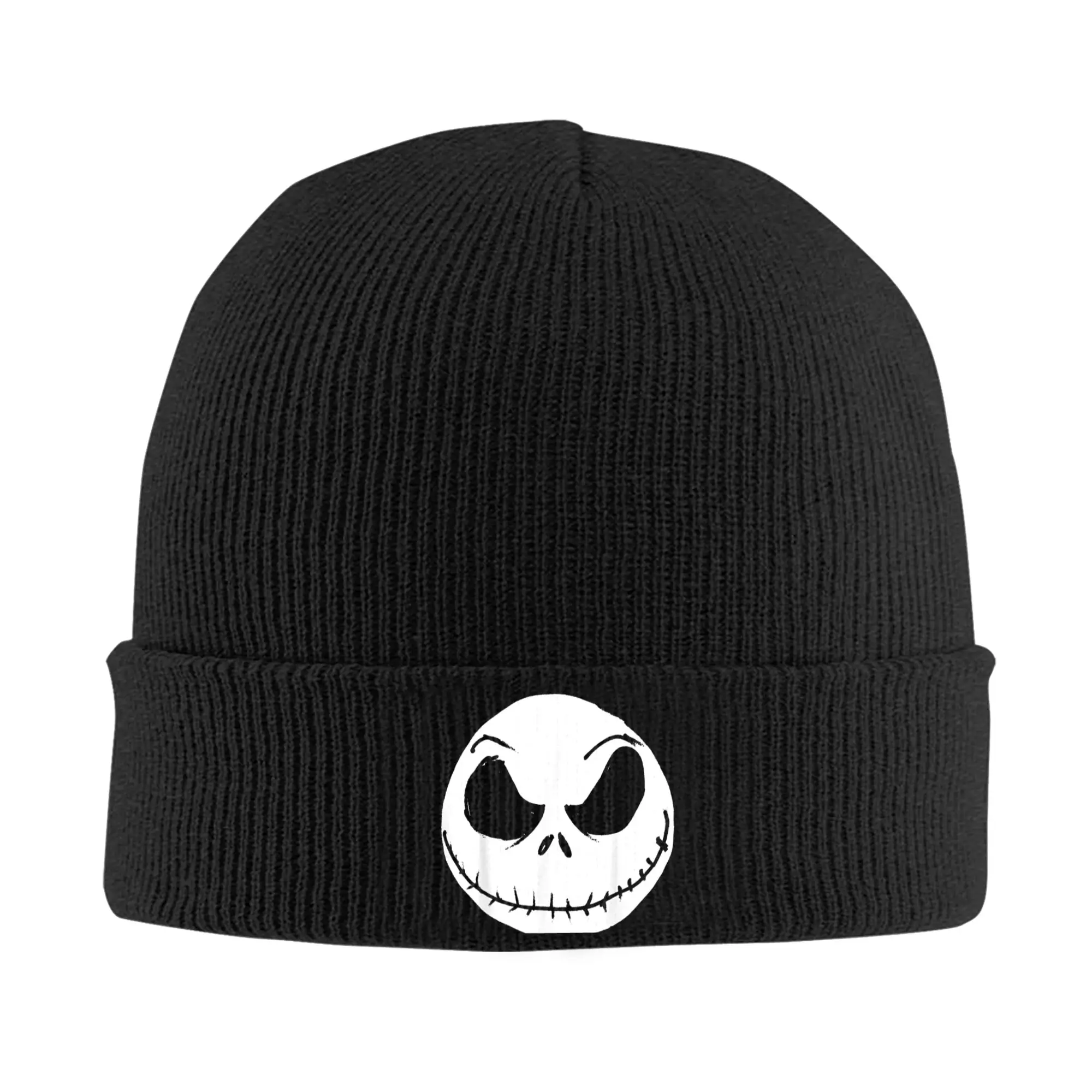 The Nightmare Before Christmas Jack Skellington Face Beanie Hats Bonnet Hats Female Male Knitting Hat Autumn Custom Elastic Caps