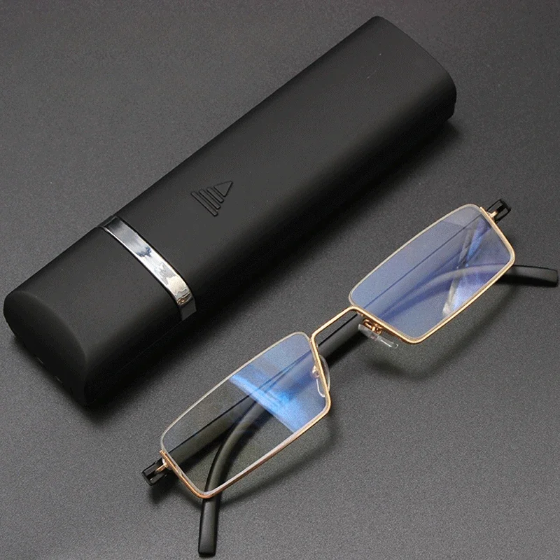 

TR90 Presbyopic Glasses Man Blue Light Reading Glasses Men Metal Square Glasses for Sight Plus Lenses Oculos 0+1.75+2.25+4.0