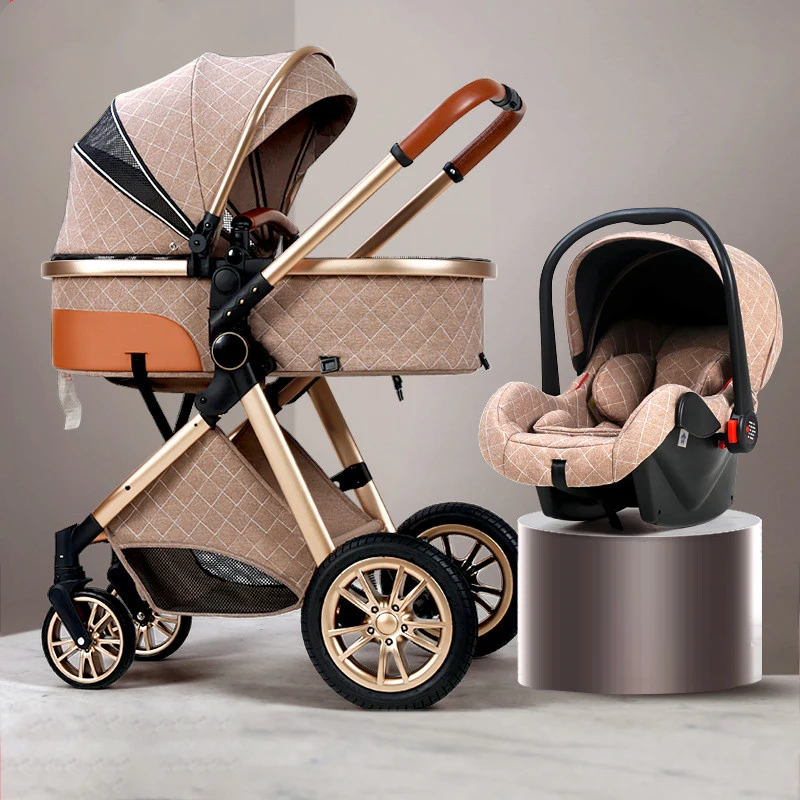 High-end stroller can sit and lie down, high landscape lightweight foldable shock-absorbing children's baby two-way stroller