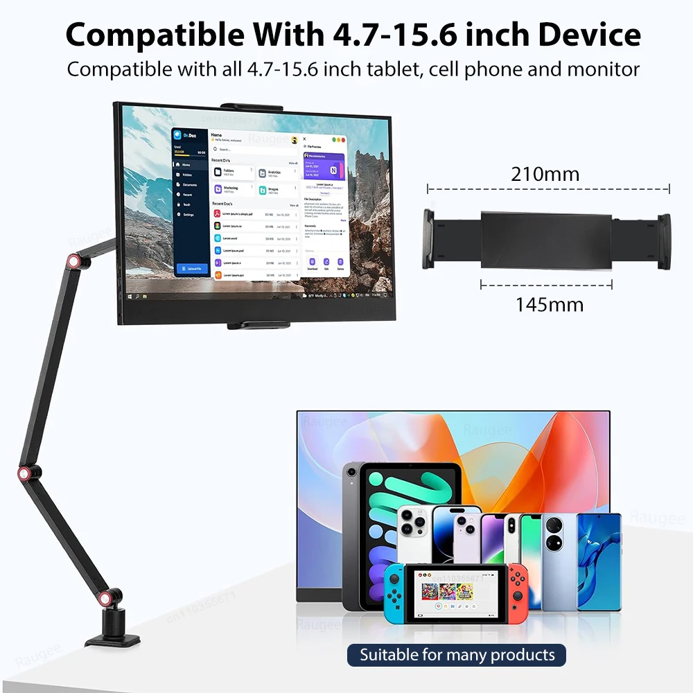 Imagem -02 - Tablet Suporte para Mesa Suporte para Telefone Rotativo 4.715.6 Ipad Pro Samsung Xiaomi Pad Desktop Mount Suporte para Tablet