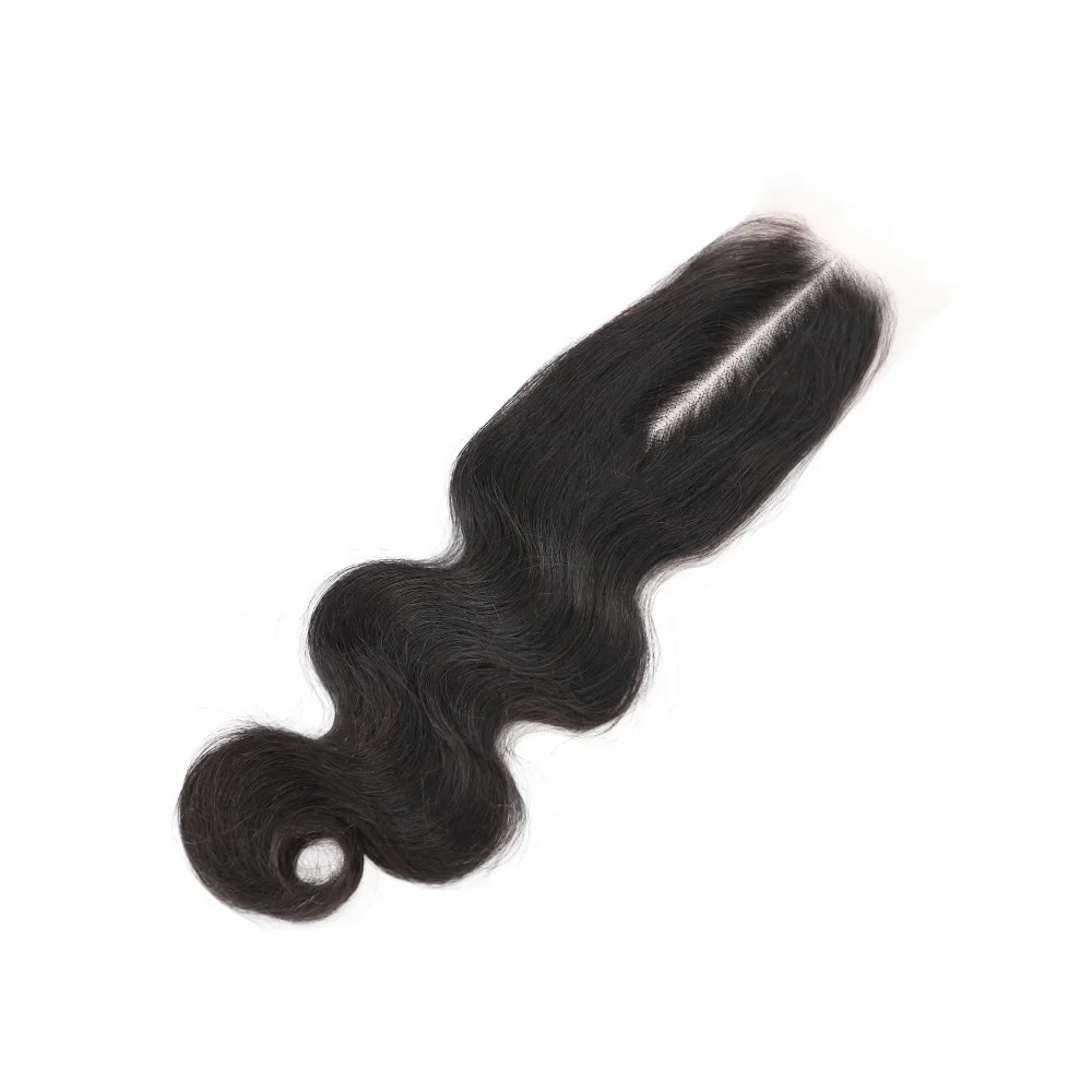 Body Wave 2x6 Cierre de encaje cabello humano Cierre de encaje transparente solo Body Wave extensiones de cabello crudo de Vietnam para mujeres prearrancadas