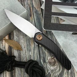 0545 Outdoor Survival Camping EDC Tools MagnaCut Fin Ball Bearing Folding Knife D2 Stone Washing Blade Carbon Fiber Treatment