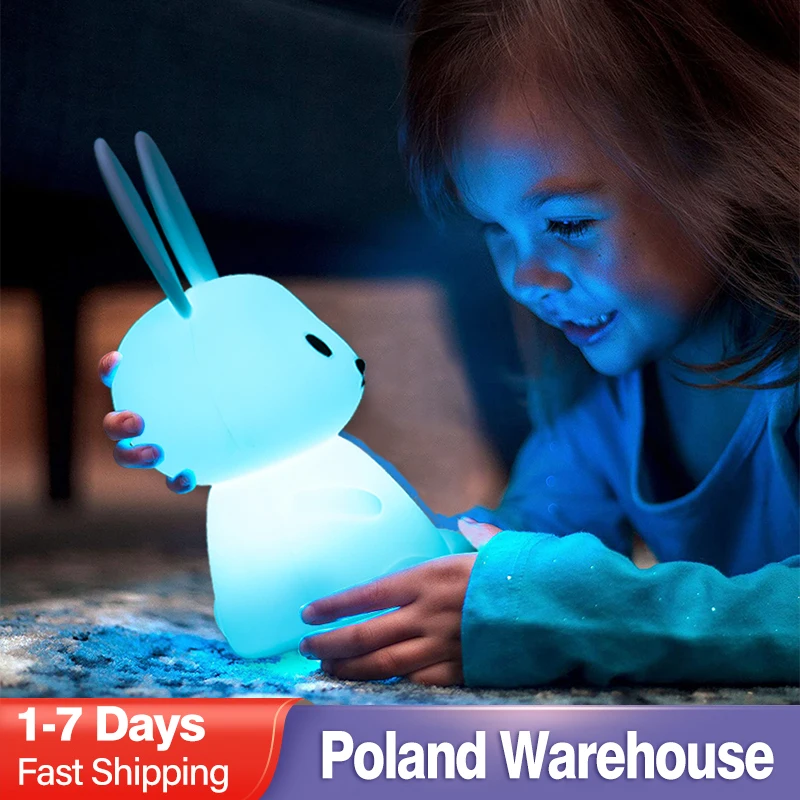 

LED Night Light 7 Color USB Rechargeable Silicone Bedroom Bedside Room Lamp Touch Sensor Room Decor Cute Gift for Kids Children