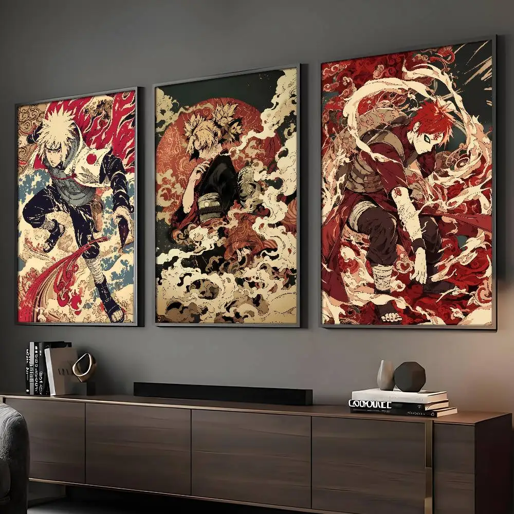 Klassisches Retro N-NarutoS Anime-Charakter-Poster HD Klebende Wandkunst Druck Wasserfest Wohnzimmer Schlafzimmer Bar Ästhetische Dekoration