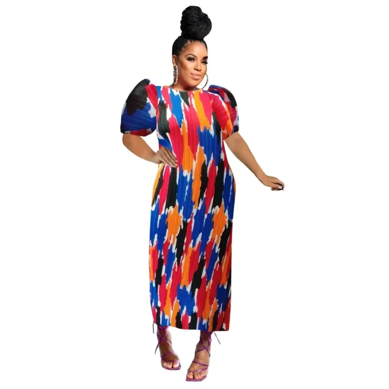 

African Dresses For Women Summer Autumn Africa Clothing Short Sleeve Dress Sexy O-Neck Perspective Slim Dress Office Lady Party