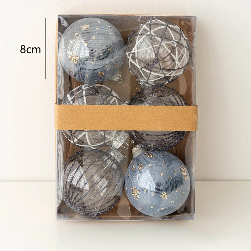 1set 6cm Christmas Ball Christmas Tree Ball Christmas Decoration Blue White Series For Christmas Festival Atmosphere