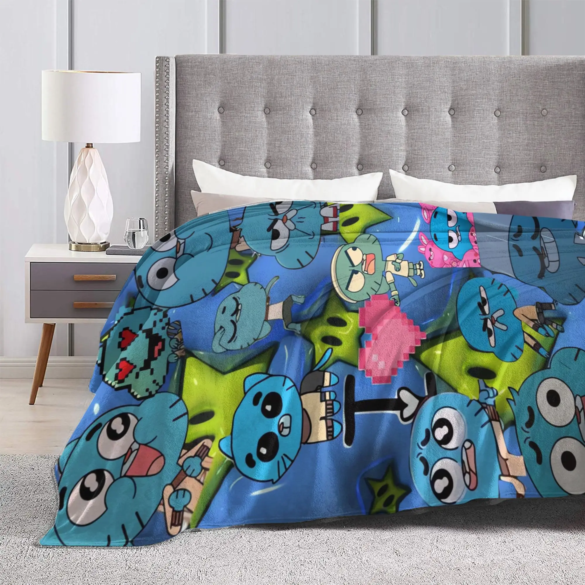 Gumball Gum Ball Watterson Amazing Cartoon Blankets  Soft Warm Graphic Plush Throw Blanket For Girls Boys Bedroom Bed Cover