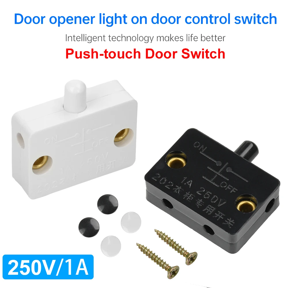 

Normally Closed Door LED Switch for Closet/Cabinet Lights, Wardrobe Light On/Off Switch, Furniture Reset Control Switch 250V 1A