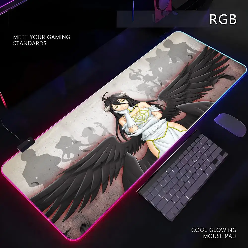 

OVERLORD Albedo Mouse Pad RGB Gamer LED Light Mouse Mat Peripherals Mousepad Computer Desk Mat XL Mice Keyboard Carpet