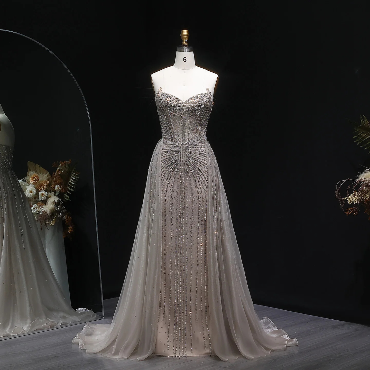 

Шарон Саид Роскошное вечернее платье русалки цвета шампанского с верхней юбкой Розовые свадебные вечерние платья SS002 по индивидуальному заказу