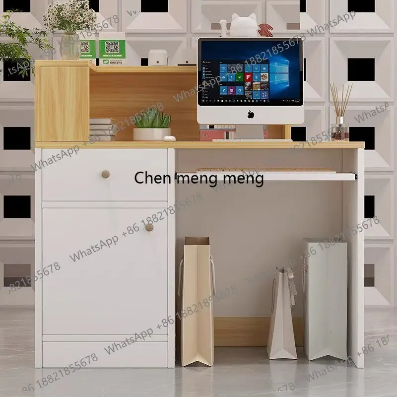 

E136 Beauty Salon Reception Desk Shop Modern Clothing Store Decor Reception Desk Business Table Comptoir Caisse Corner Furniture