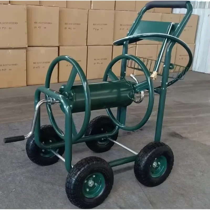 for Stainless Steel Four Wheel Platform Garden Hose Reel Cart Industrial Grade Storage OEM Customizable Factory Supply