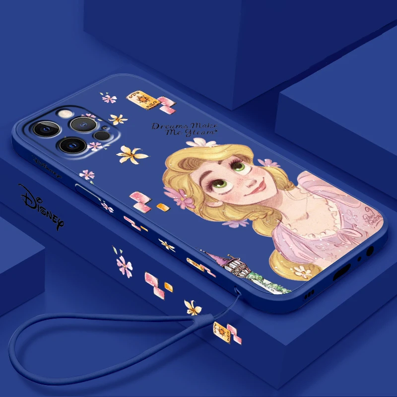 Princess Tangled Rapunzel Liquid Left Rope For Apple iPhone 15 14 13 12 11 XS XR X 8 7 SE Pro Max Plus Mini TPU Phone Case