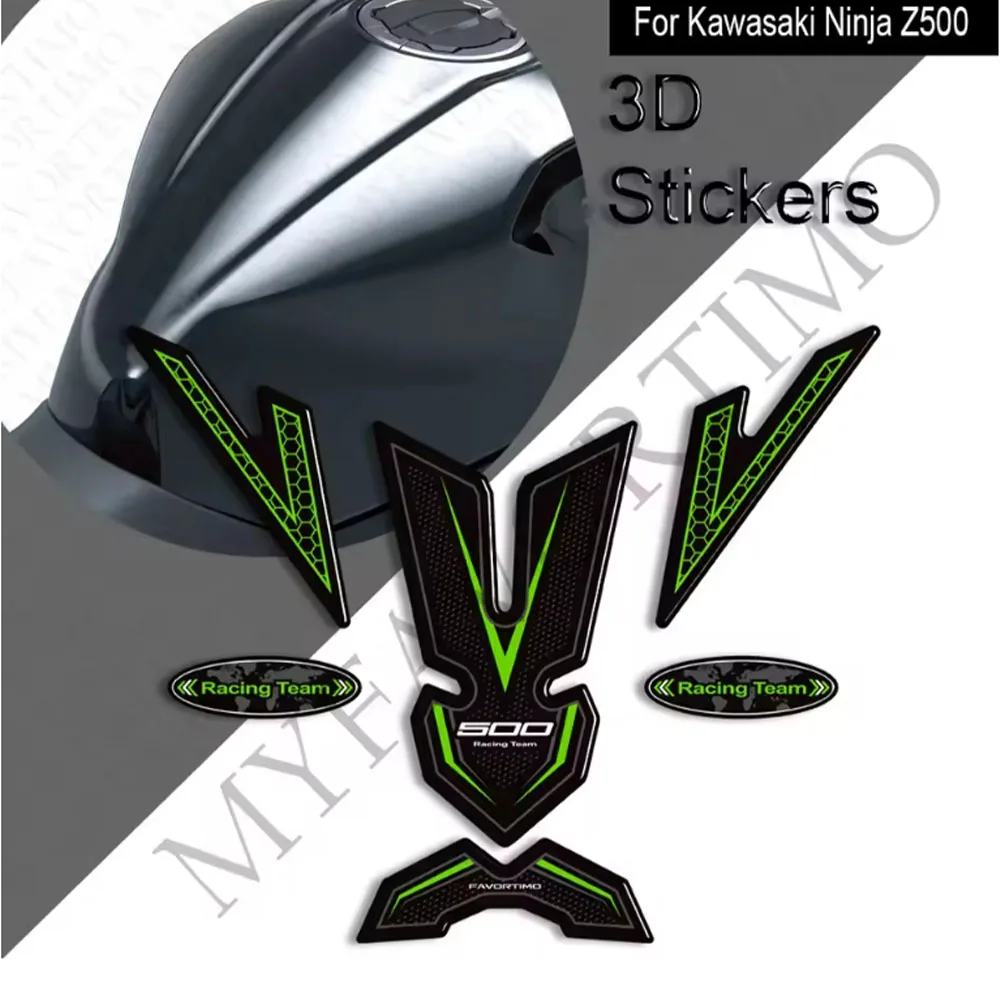 

Накладки на бак и боковые ручки для мотоцикла Kawasaki Ninja Z 500 Z500, комплект наклеек 3D на обтекатель и крыло, 2020-2025 гг.