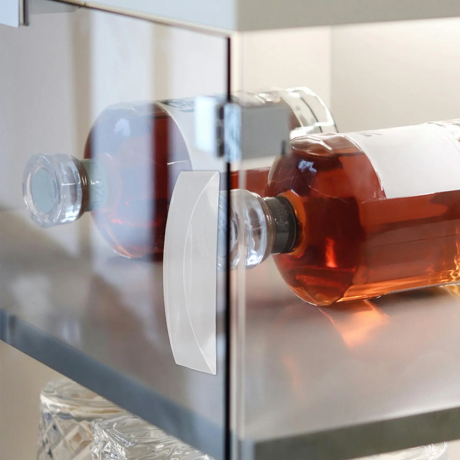 Transparent Acrylic Cabinet Handle Invisible Curved Door Pull for Glass Wardrobe Display Case Drawer