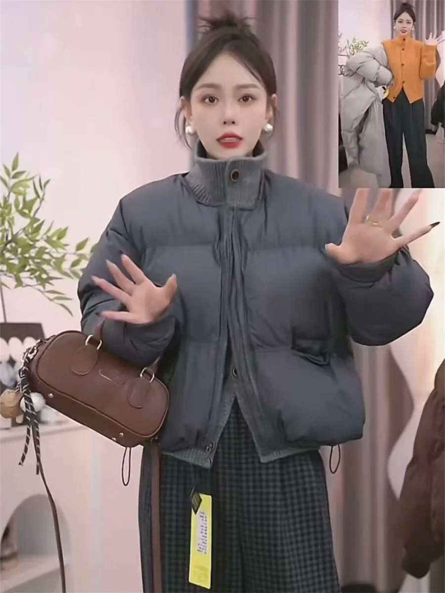 

Puffer Parkas Women Coat Womens Cargo Pocket Winter Cotton-Padded Thick Warm Hooded Long-Sleeved Fashion Casual Ladies Young Ins