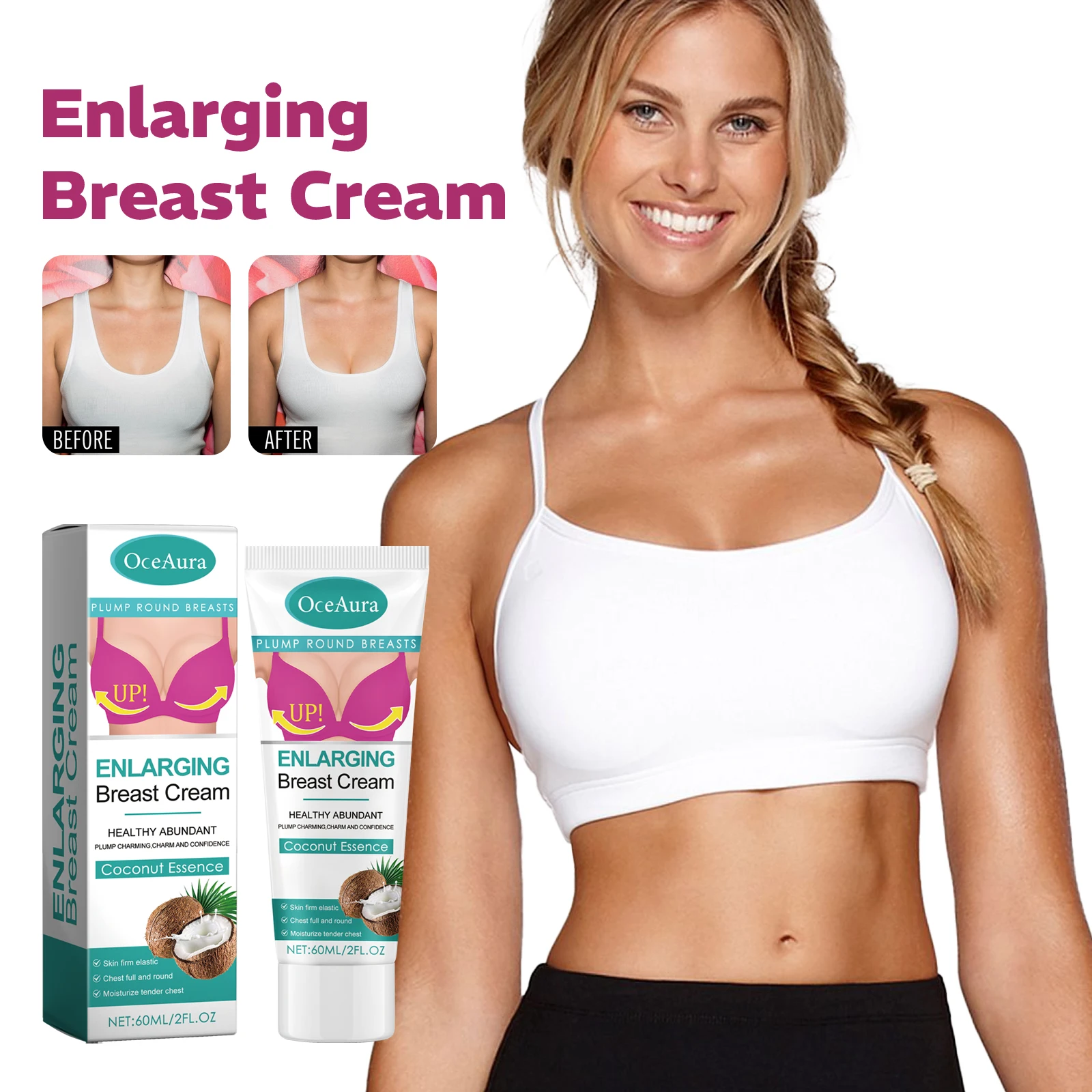 OceAura 60ml Enlarging Breast Cream Cream Lift Firm Breast Improve Sagging Massage Chest Breast Enlarge Breast Body Care