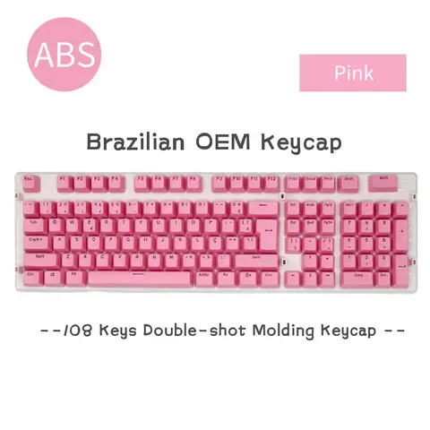 108 Keys Abnt2 Layout Brazilian Keycap OEM Profile ABS Keycaps For Mechanical Keyboard Double Shot Backlit Minimalism Key Caps