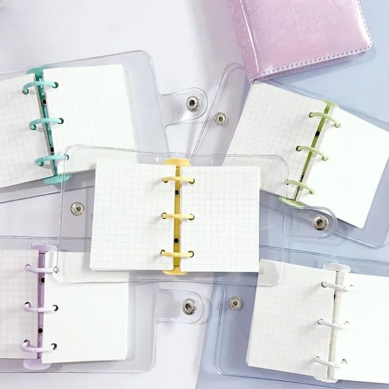 3 Hole Mini Notebook 80pcs Inner Pages Loose-leaf Binder Refill 3pcs Pocket Bag File Folder Hand Account Diary Cute Stationery