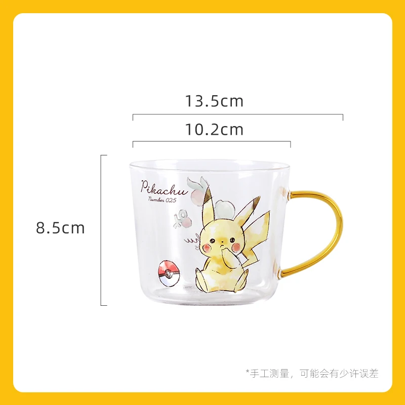 Pokemon Glass Mug Pikachu 520ml Drinkware Official Licensed  Water Cup Drinking Cup Coffee Cup Handle Cute Anime for Mate Gift