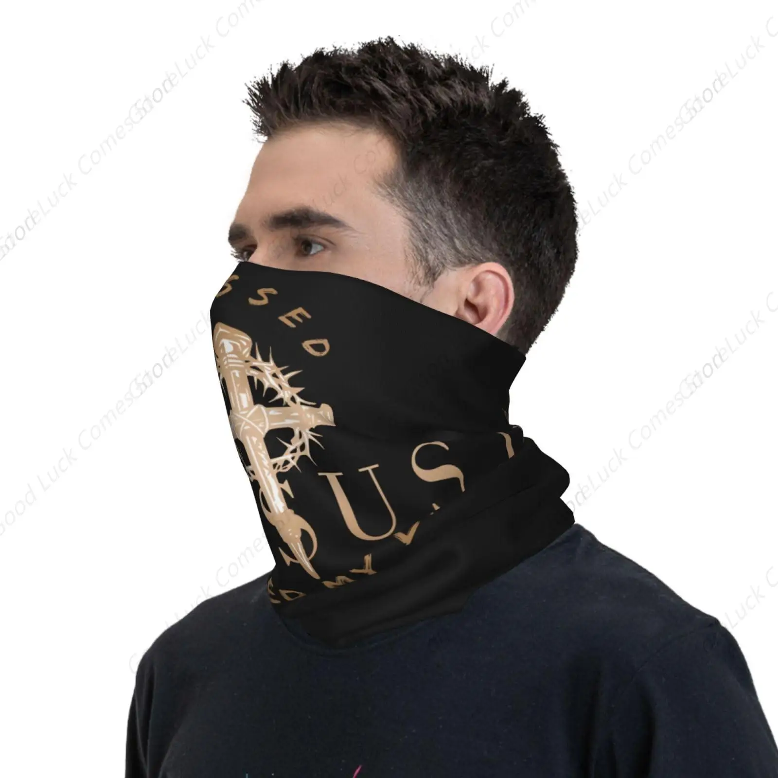 يسوع المسيح أنقذ حياتي برازن الرقبة الجراب واقي الوجه قناع باندانا التمساح بالاكلافا أنبوب الوجه وشاح عقال قناع رياضي #4