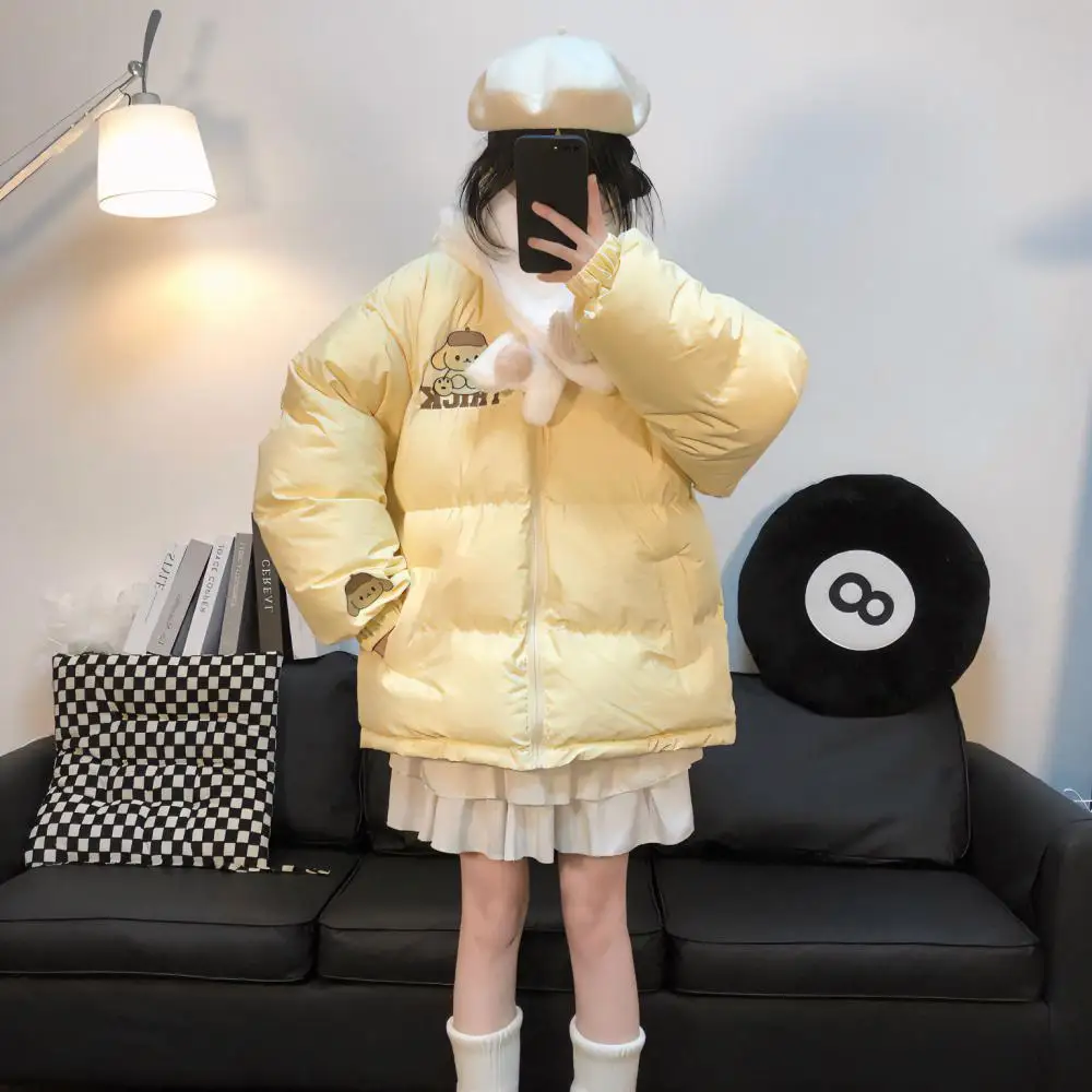 Carino Pompompurin Anime Piumino invernale Cappotto Cartoon My Melody Addensare vestiti di cotone Giacca con cappuccio Allentato caldo dolce ragazza Top