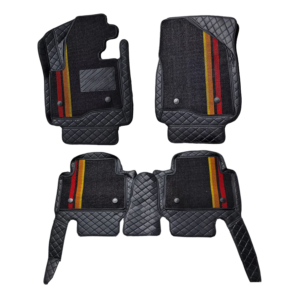 Alfombrillas para coche con bolsillos, doble capa de cuero PU, alfombra para coche Hyundai Santa Fe 2013 2014 2015 2016 2017 2018 NC long-wheelb