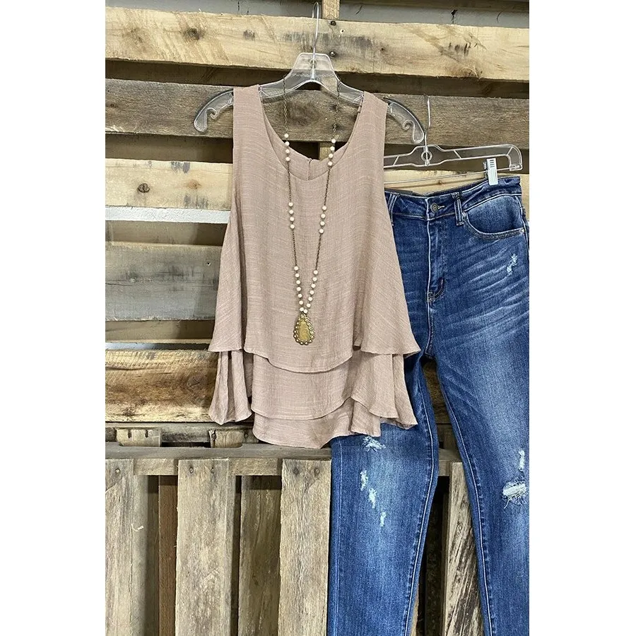 Lässige doppellagige Baumwoll-Leinen-Svel-Weste für Damen, gefälschtes zweiteiliges T-Shirt, bequem, atmungsaktiv, für die Frühlingsaison