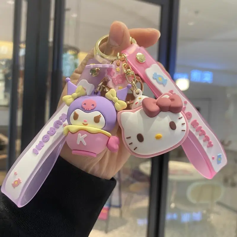 

Милый брелок Hello Kitty Family, подвеска для рюкзака, плюшевая игрушка из автомата Claw Machine, брелок для ключей от машины, маленький подарок для девочек