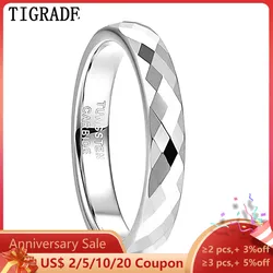 Tigrade 4mm Faceted Edge Tungsten Wedding Rings Rose Gold/Black/Gold Color Engagement Band for Women Men Comfort Fit