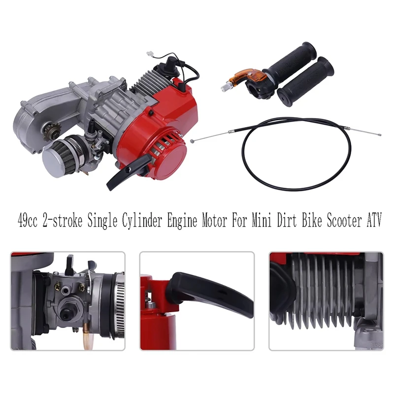 49Cc 2-Stroke Single Cylinder Engine Motor For Mini Dirt Bike Scooter ATV